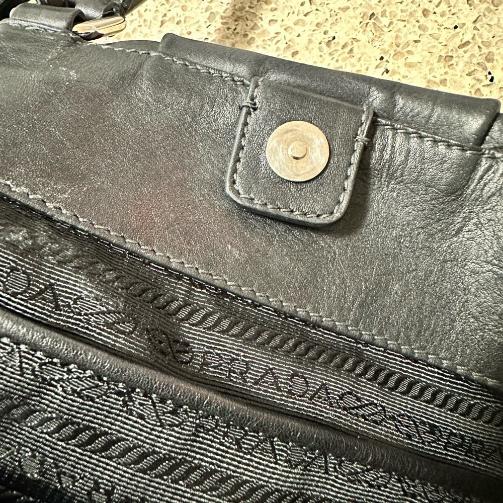 Prada Black Leather 2 Way Crossbody Shoulder Bag Satchel - Picture 14 of 15